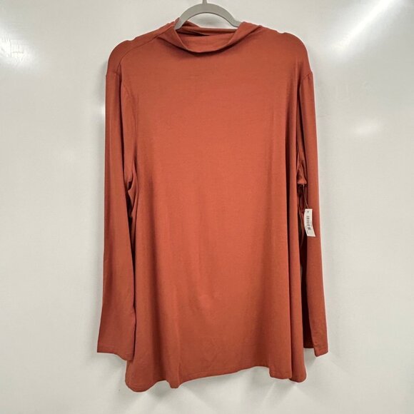 XXL Rust Long Sleeve Tunic Top Minimalist Boho Lounge Aesthetic Oversized Blouse - Picture 1 of 10